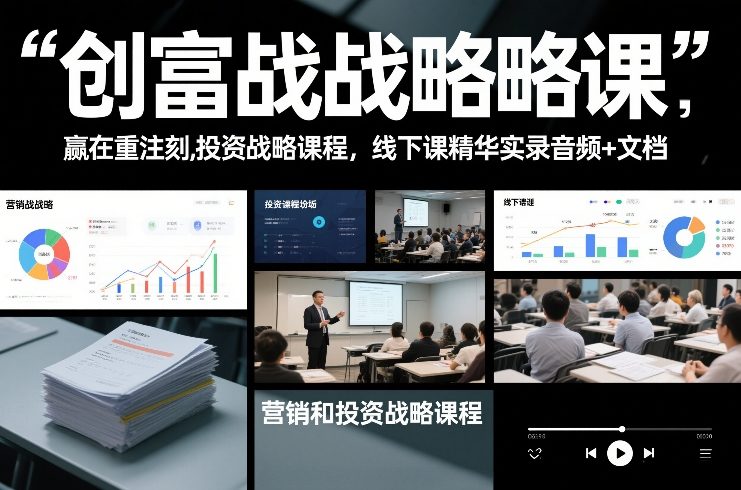 创富战略课,赢在重注时刻,营销和投资战略课程,线下课精华实录音频+文档-灵感工坊云网创