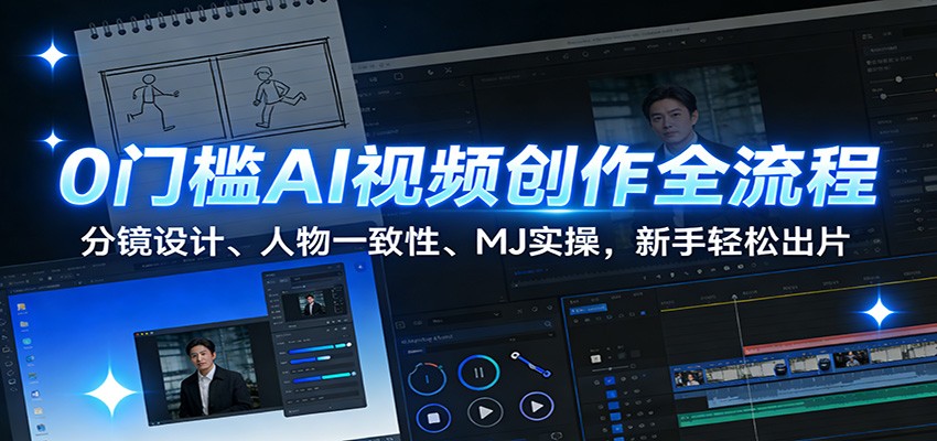 0门槛AI视频创作全流程：分镜设计、人物一致性、MJ实操，新手轻松出片-灵感工坊云网创