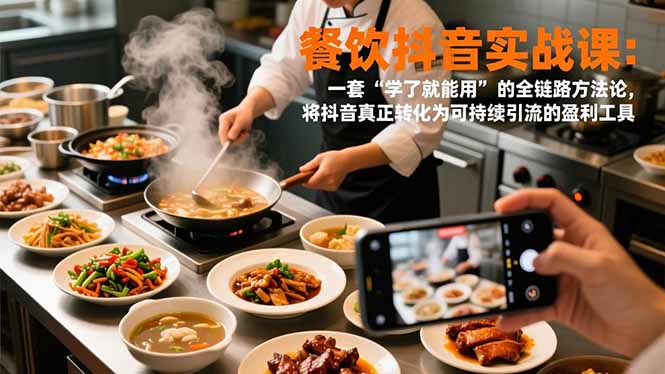 餐饮抖音实战课:一套“学了就能用”的全链路方法论,将抖音真正转化为可持续引流的盈利工具-灵感工坊云网创