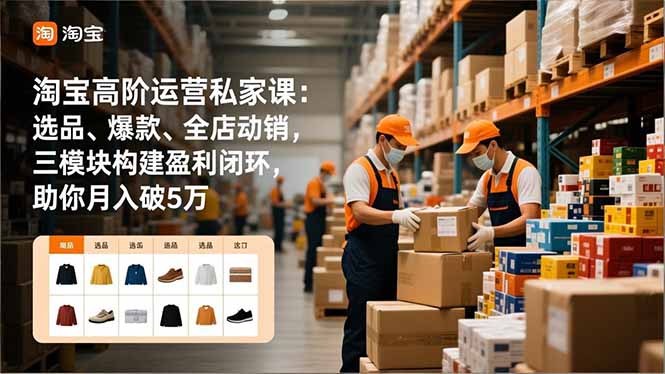 淘宝高阶运营私家课:选品、爆款、全店动销,三模块构建盈利闭环,助你月入破5万(更新12月-灵感工坊云网创