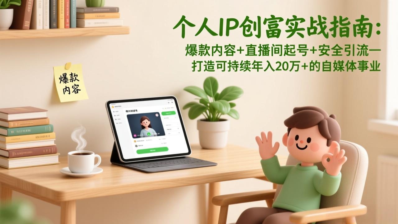 个人IP创富实战指南:爆款内容+直播间起号+安全引流,打造可持续年入20万+的自媒体事业-灵感工坊云网创