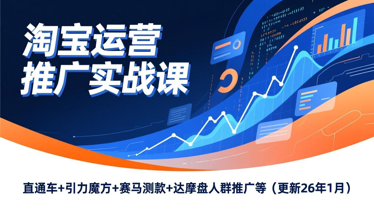 淘宝运营推广实战课,直通车+引力魔方+赛马测款+达摩盘人群推广等(更新26年1月-灵感工坊云网创