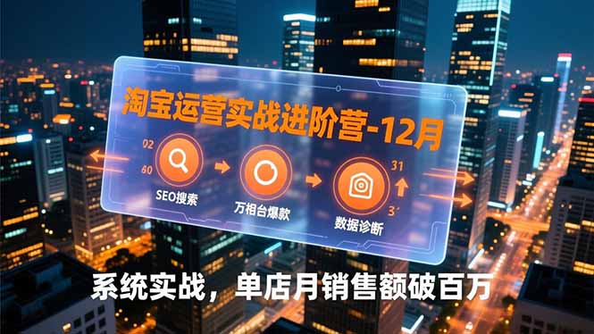 淘宝运营实战进阶营-12月:SEO搜索、万相台爆款、数据诊断,系统实战,单店月销售额破百万-灵感工坊云网创