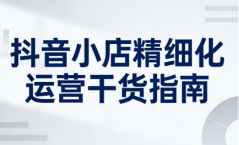 抖音小店精细化运营干货指南新版,助力商家系统提升店铺运营能力(更新)-灵感工坊云网创
