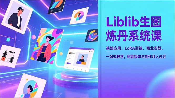 Liblib生图炼丹系统课,基础应用、LoRA训练、商业实战,一站式教学,赋能接单与创作月入过万-灵感工坊云网创