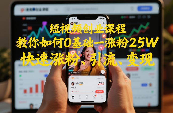 短视频创业课程,教你如何0基础一天涨粉25W,快速涨粉、引流、变现-灵感工坊云网创